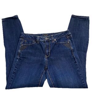 CACHE STUDDED ZIPPERED ANKLE JEANS‎ SIZE 8